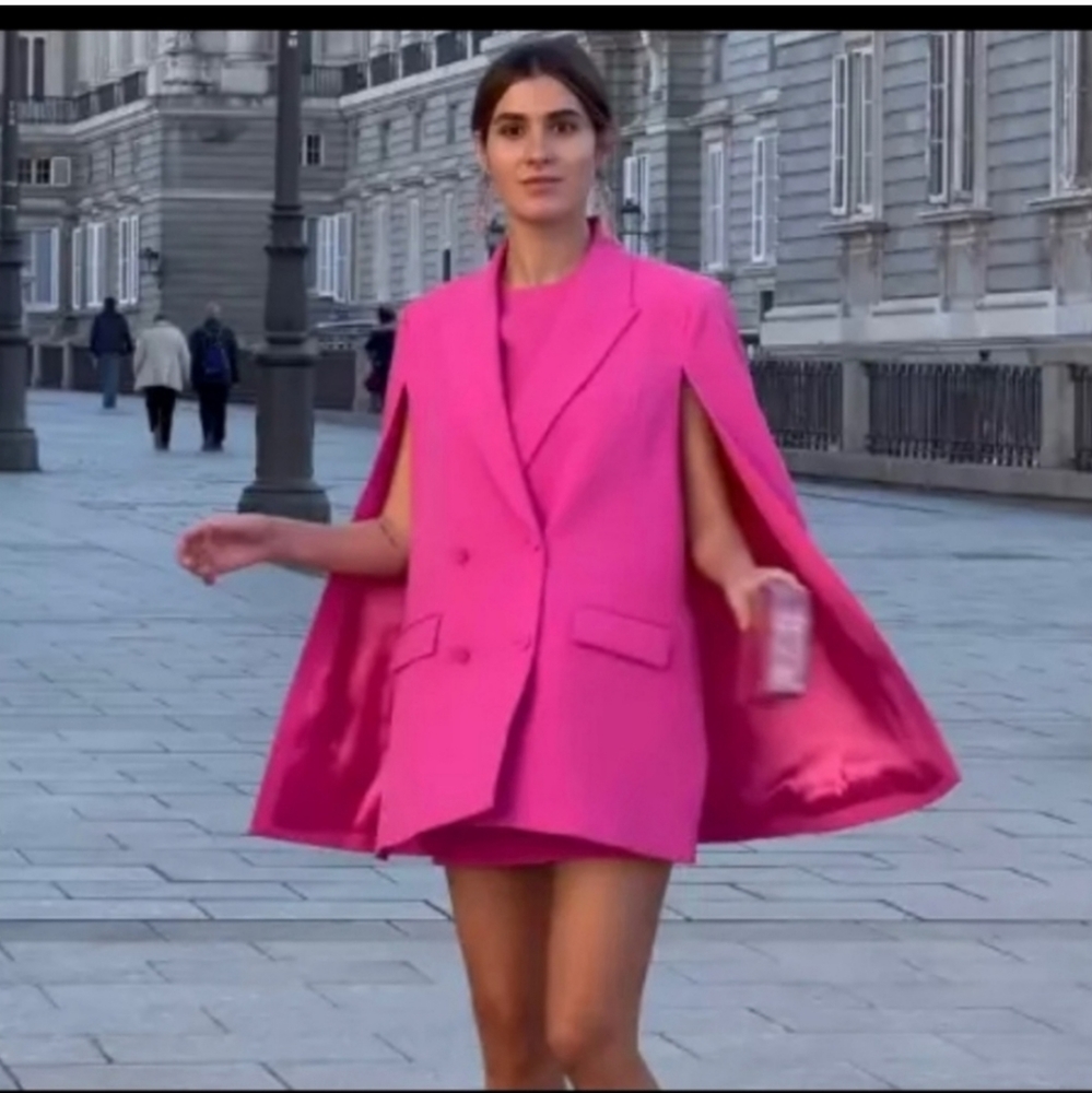 Zara Cape Blazer Pink Size S